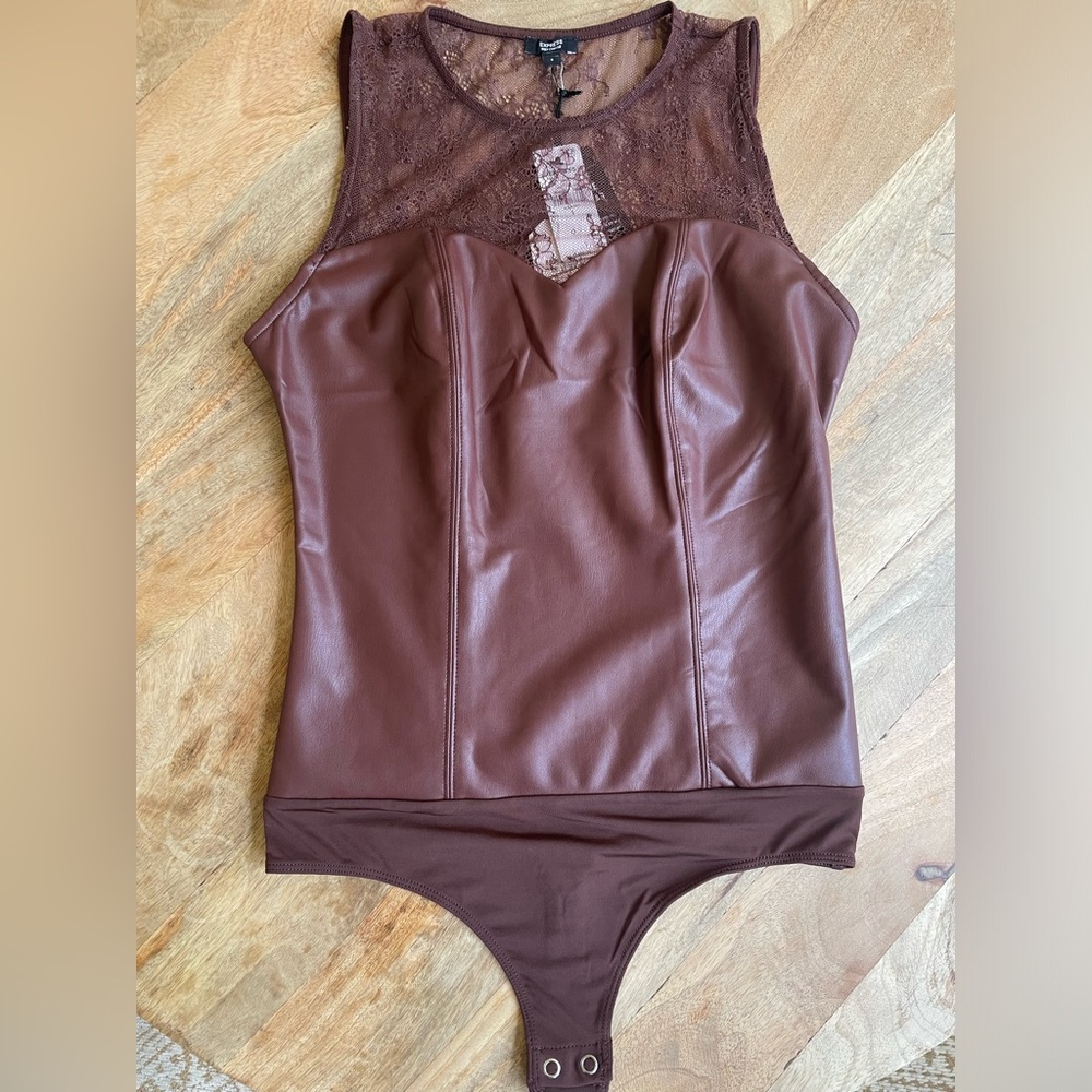 Express lace and leather bodysuit size small